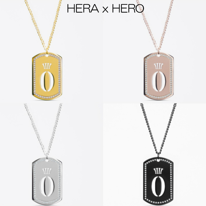 ヘラヒーロー HERA x HERO SWAROVSKI CRYSTAL HERO PENDANT スワロフスキー ロゴ ペンダントプレート ネックレス メンズ ジムウェア スポ